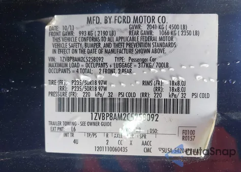 2012 Ford Mustang V6 Premium из США, поврежденный, VIN 1ZVBP8AM2C5258092